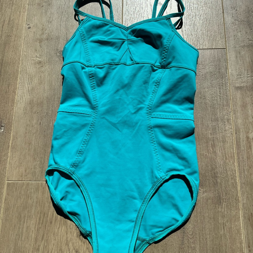 Ivivva~ Teal Gymnastics/Dance Leotard~ Built in Bra~ Criss-Cross Back Size 10